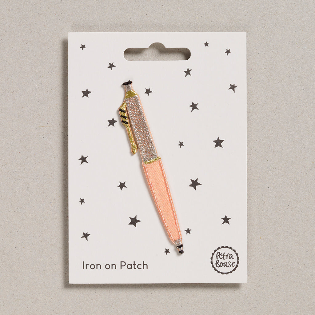 Peach ball point pen iron on patch | Petra Boase