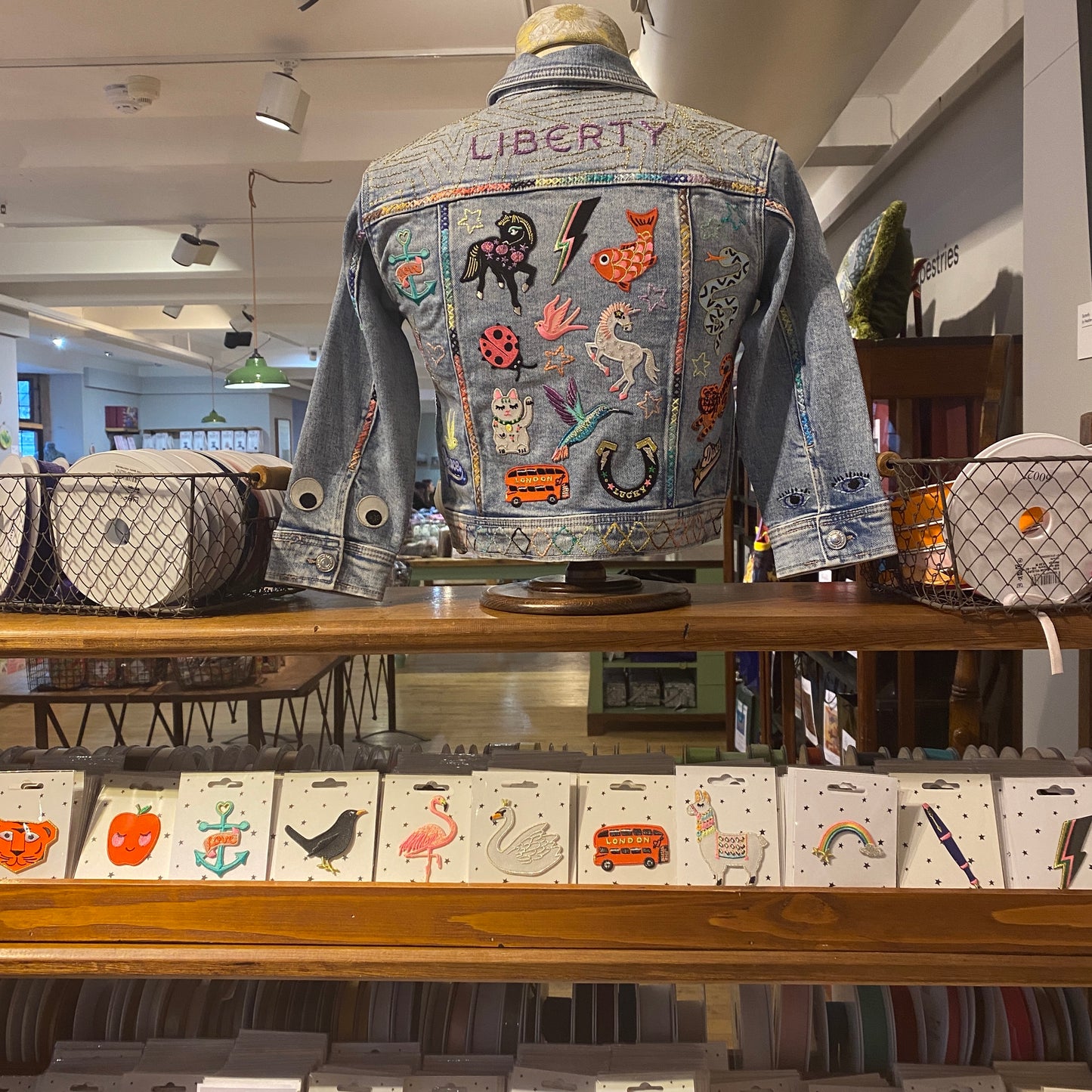 Petra Boase Bespoke Denim Jacket With Patches For Liberty London
