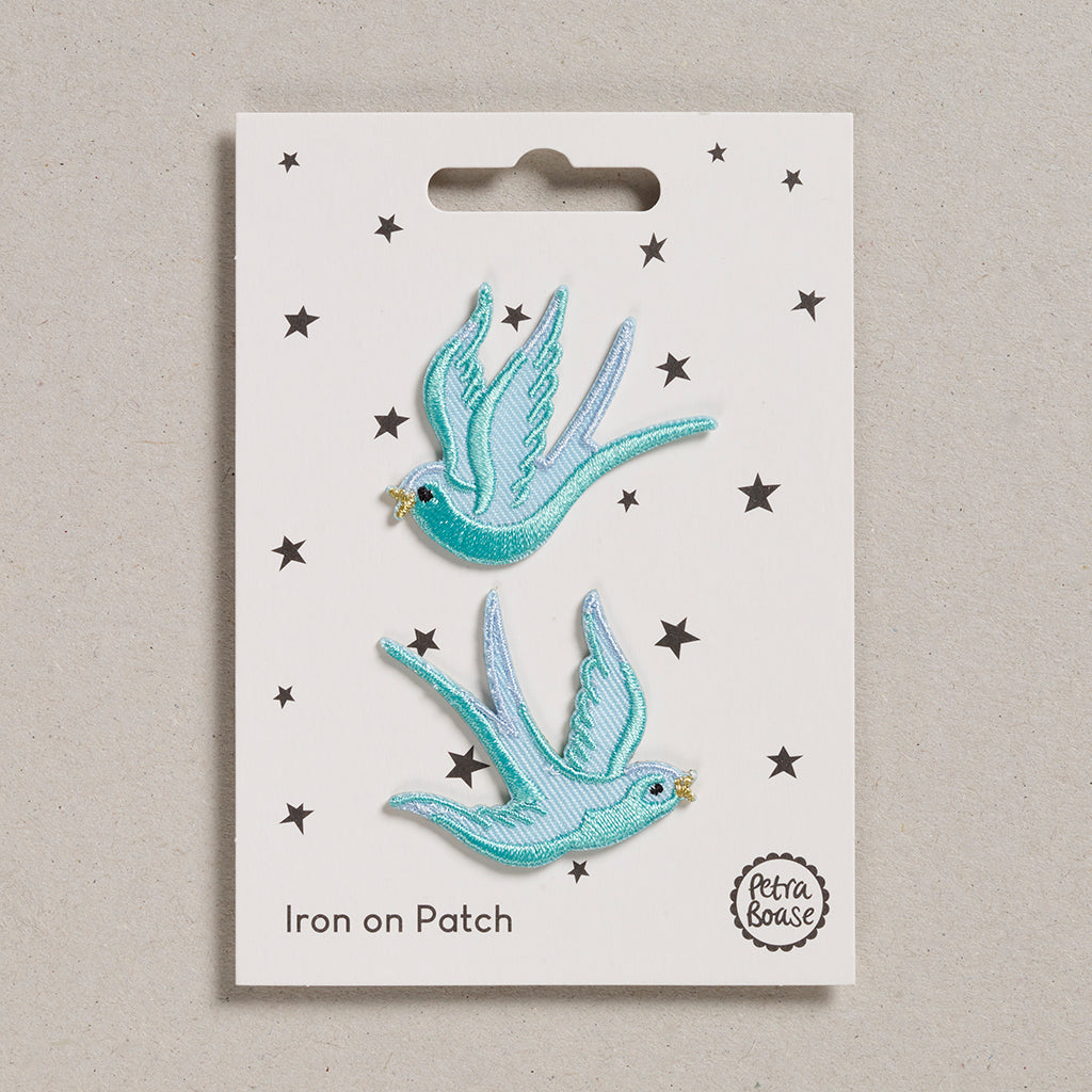 Petra Boase | Blue swallows iron on patches