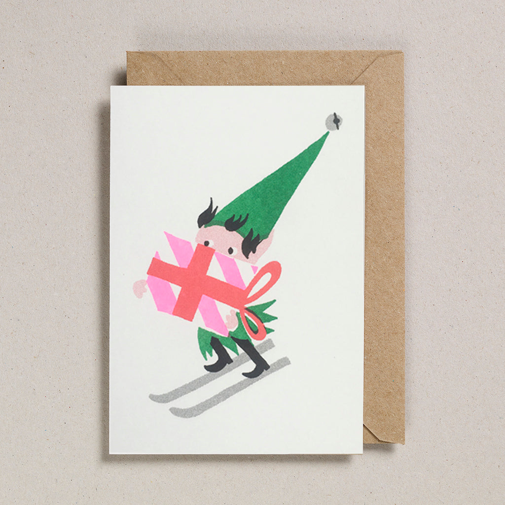 Petra Boase | Festive Skiing Elf Christmas  Card