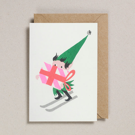 Petra Boase | Festive Skiing Elf Christmas  Card