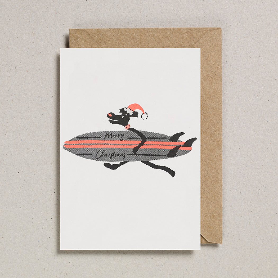 Petra Boase | Rusty Studio Surfer Dog Christmas Card