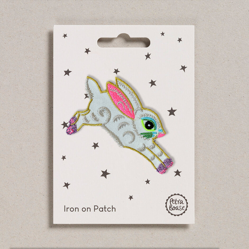 Rabbit embroidered iron on patch | Petra Boase