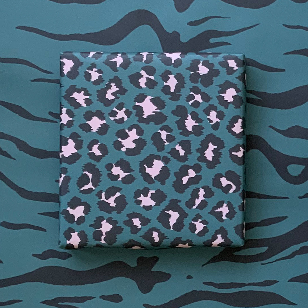 Wrapping Paper - Double-Sided - Teal & Pale Pink
