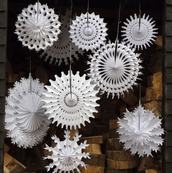 Pack of 8 Paper Snowflake Fans